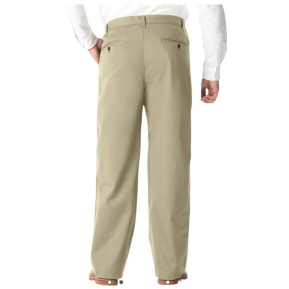 King Size Mens Pleated Khaki Pants Size 52X33 - Picture 2 of 7